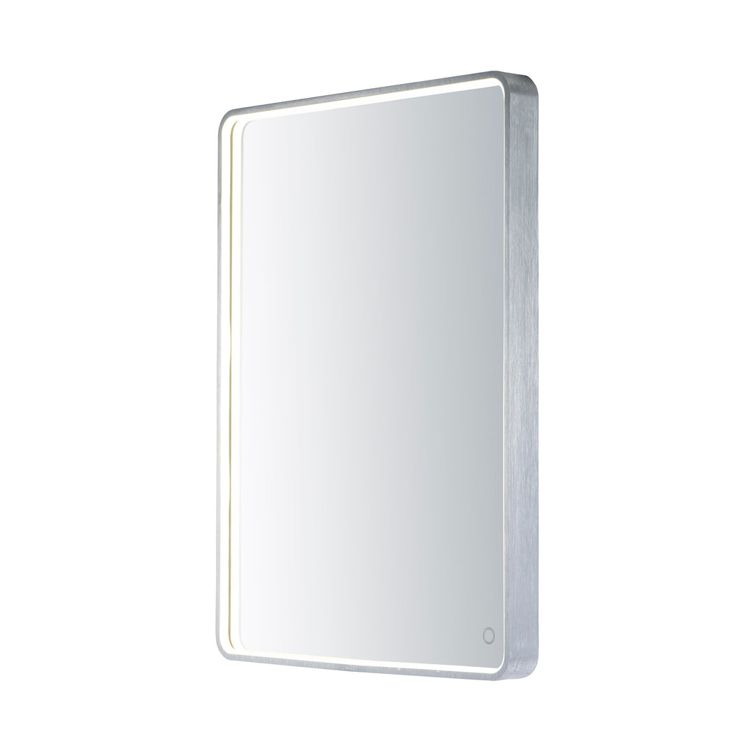24" x 31.5" Rectangular LED Mirror by ET2 Lighting in Brushed Aluminum, front view