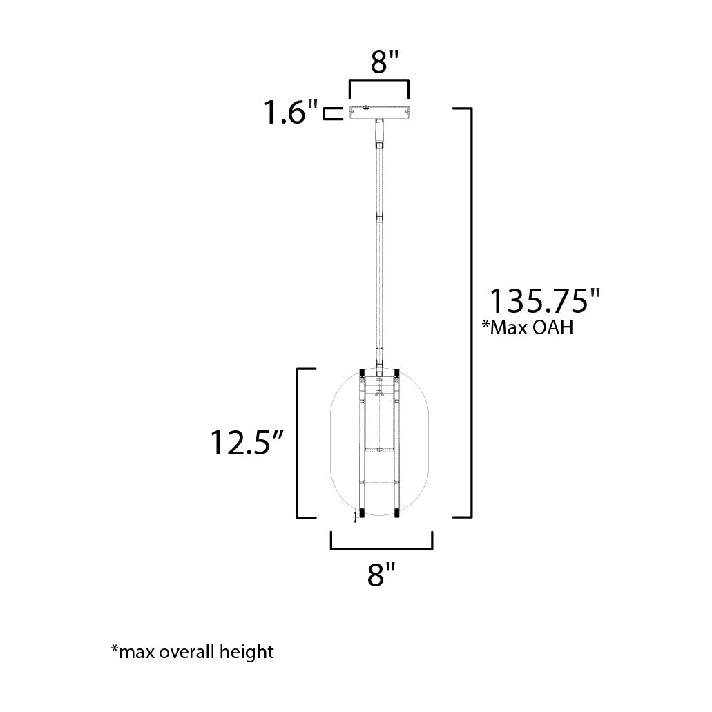 Interval LED Small Ellipse Pendant by Studio M Lighting – line drawing