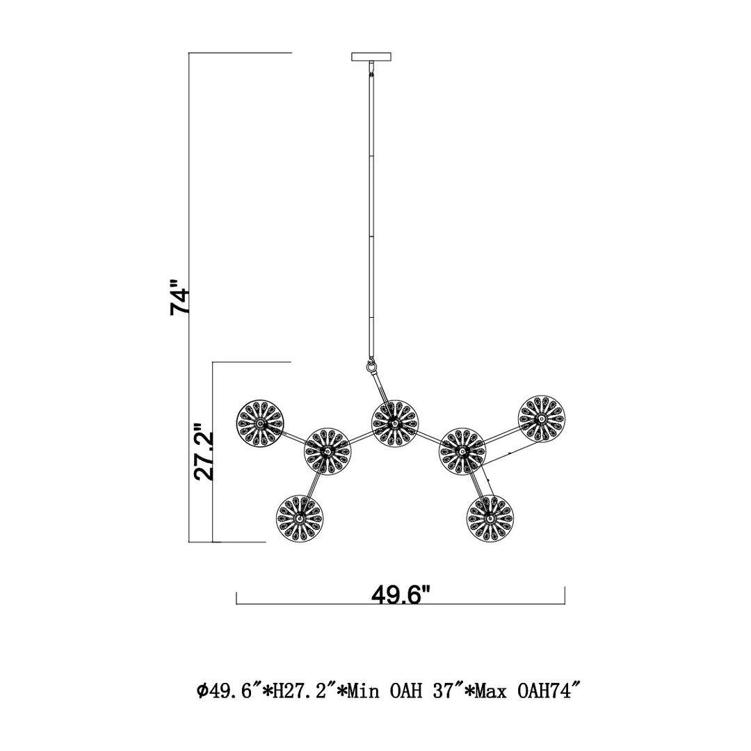 Peony 14-Light LED Pendant by Studio M Lighting – line drawing