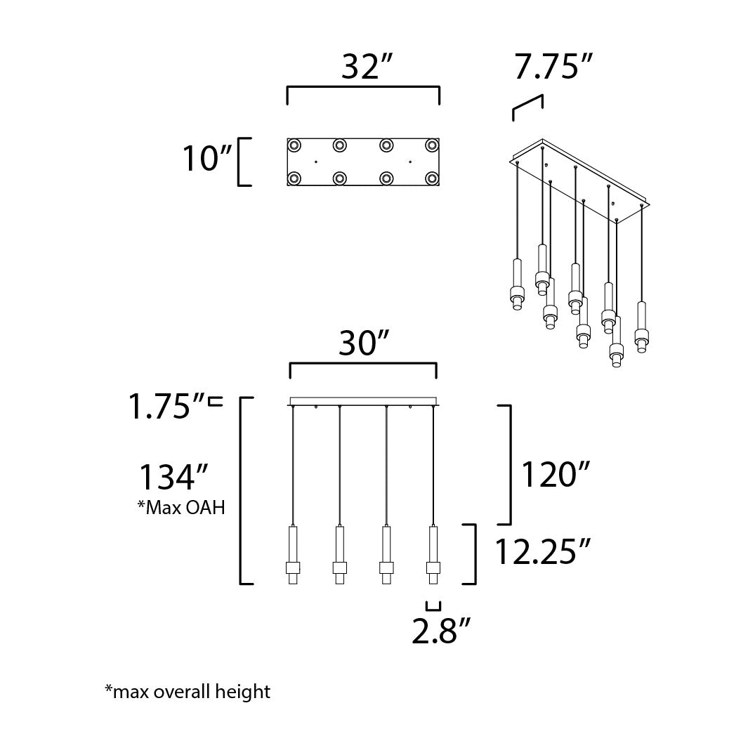 Reveal 8-Light LED Pendant by Studio M Lighting – line drawing