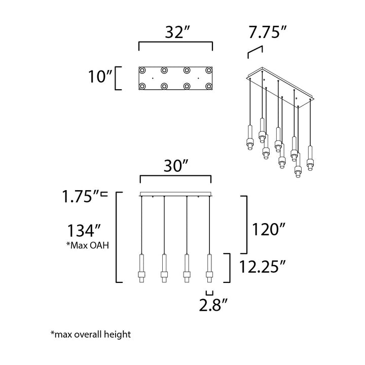 Reveal 8-Light LED Pendant by Studio M Lighting – line drawing