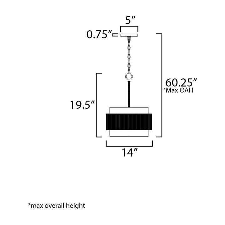 Seacliff 16 1-Light Pendant by Studio M Lighting – line drawing