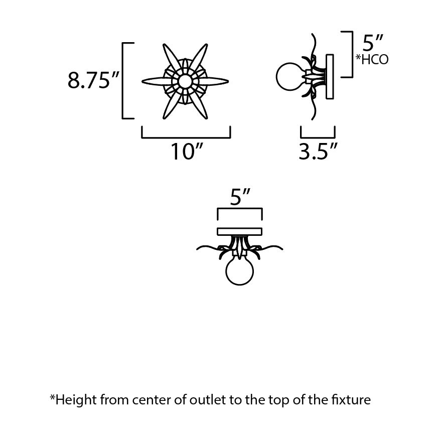 Paloma 1-Light Sconce 26880 by Studio M Lighting – line drawing