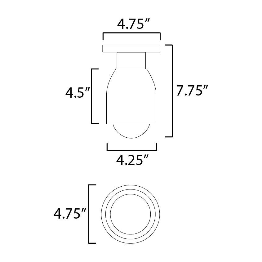 Pompeii 1-Light Flush Mount by Studio M Lighting – line drawing