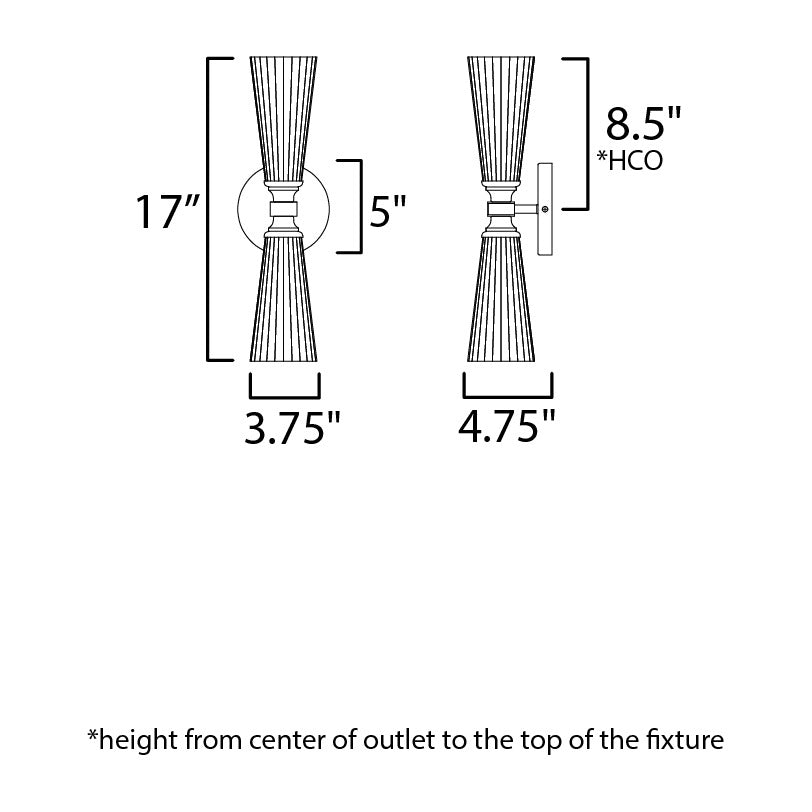 Krevat 2-Light Wall Sconce by Studio M Lighting – line drawing
