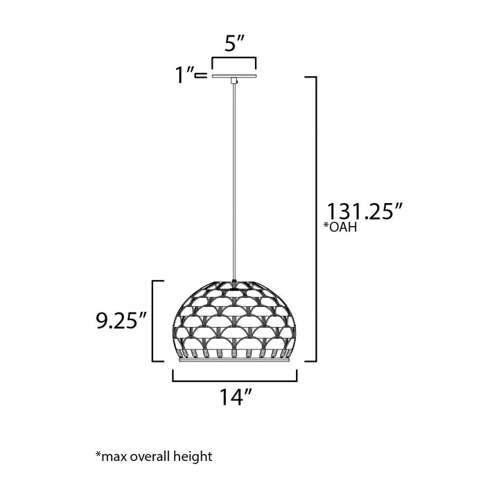 Tahiti 14" 1-Light Pendant by Studio M Lighting – line drawing