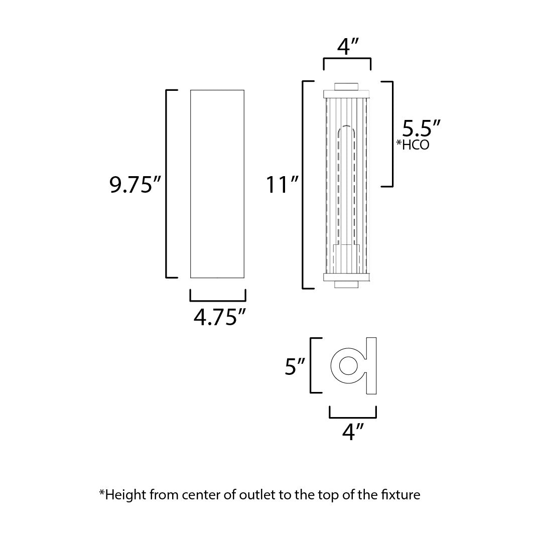 Opulent 1-Light Outdoor Wall Sconce 166120 by Studio M Lighting – line drawing