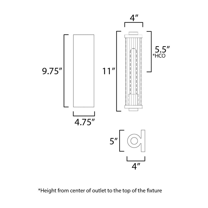 Opulent 1-Light Outdoor Wall Sconce 166120 by Studio M Lighting – line drawing