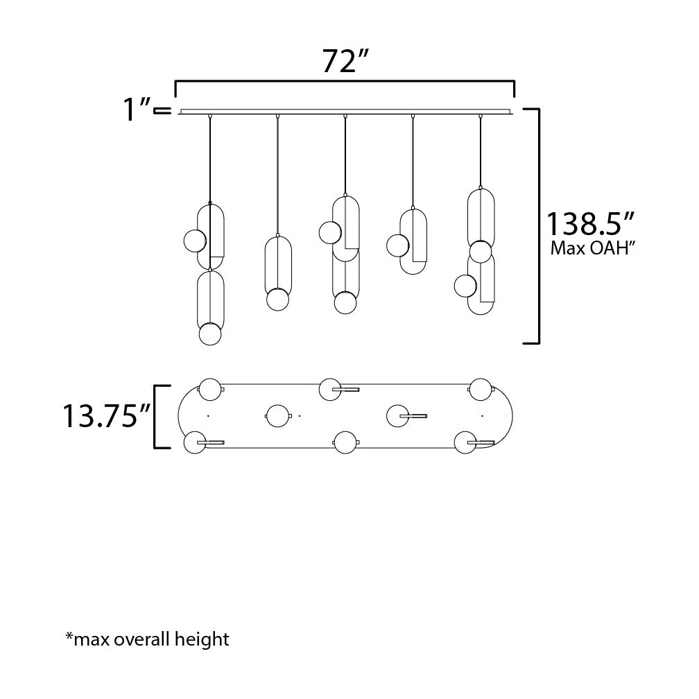 Stitched 8-Light Pendant by Studio M Lighting – line drawing