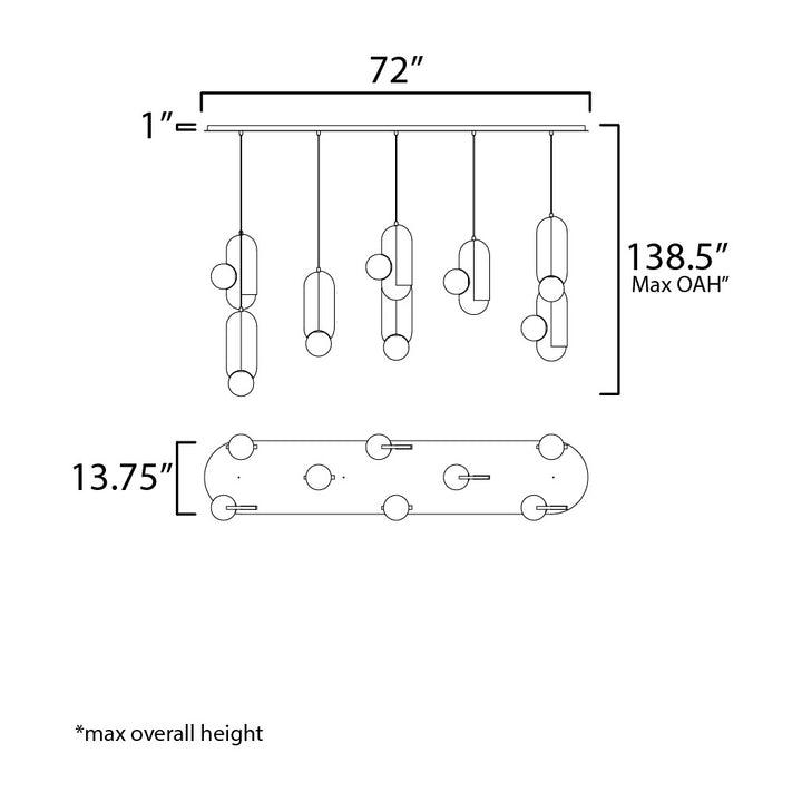 Stitched 8-Light Pendant by Studio M Lighting – line drawing