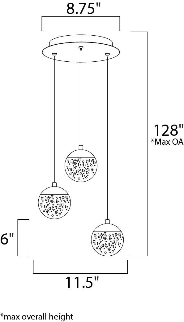 Orb II LED 3-Light Pendant by Studio M Lighting – line drawing