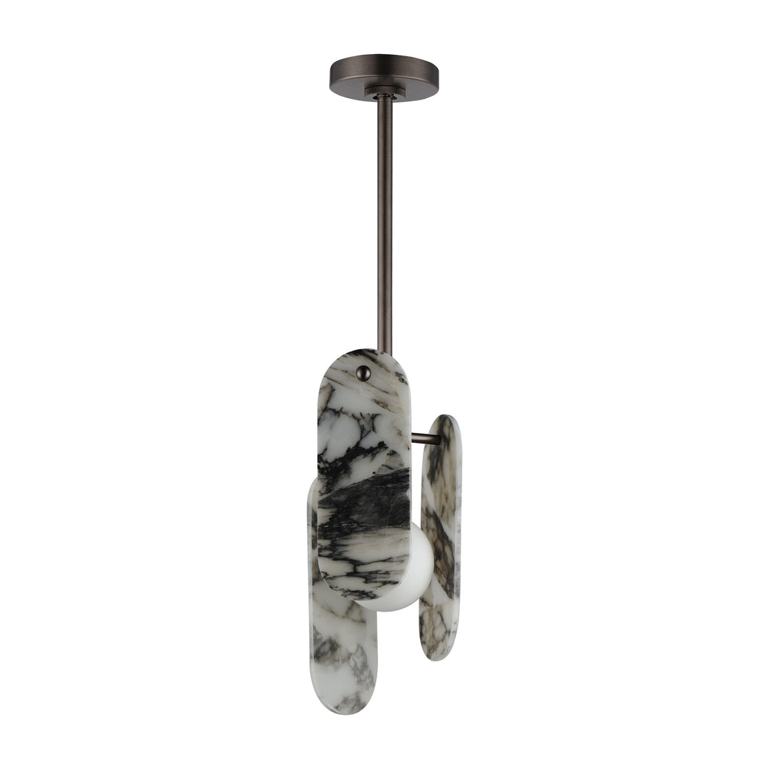 Megalith - Glass Megalith Stem Hung Pendant by Studio M Lighting in Brushed Bronze