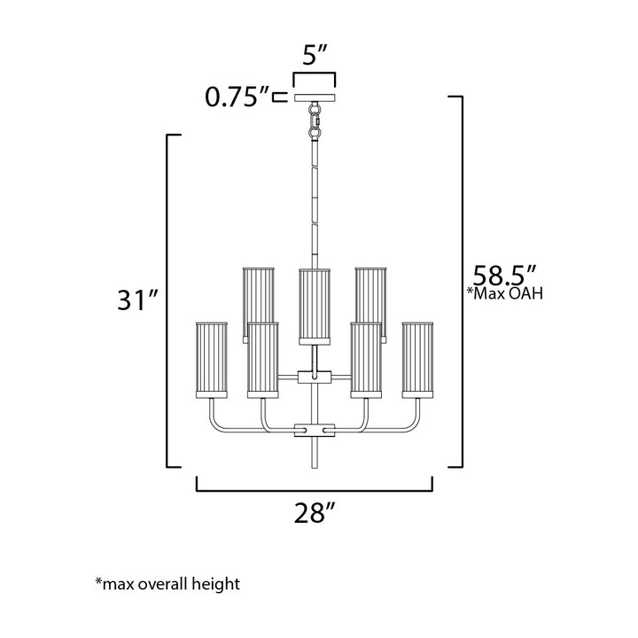 Crosby 9-Light Chandelier by Studio M Lighting – line drawing