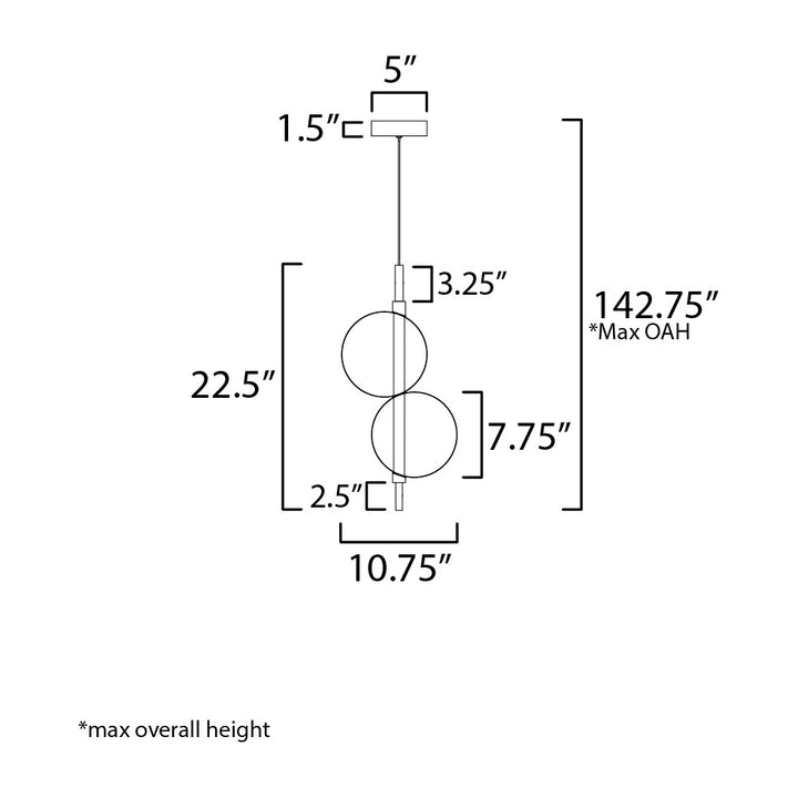 Dreamer 18" LED Single Pendant by Studio M Lighting – line drawing