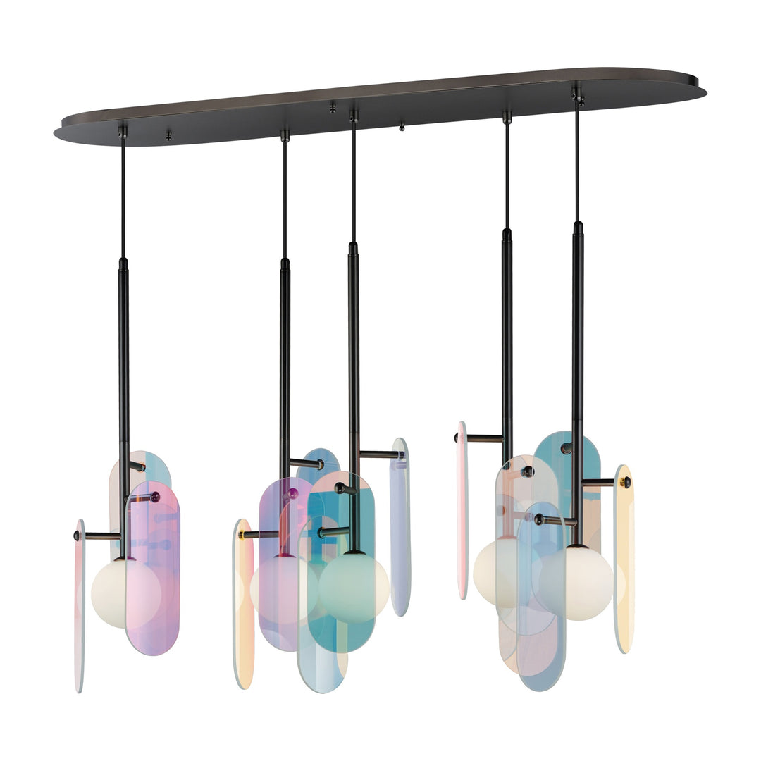 Megalith - Glass Megalith 5-Light Pendant by Studio M Lighting in Gunmetal