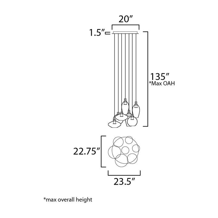 Ray Dance 7-Light LED Multi-Pendant by Studio M Lighting – line drawing