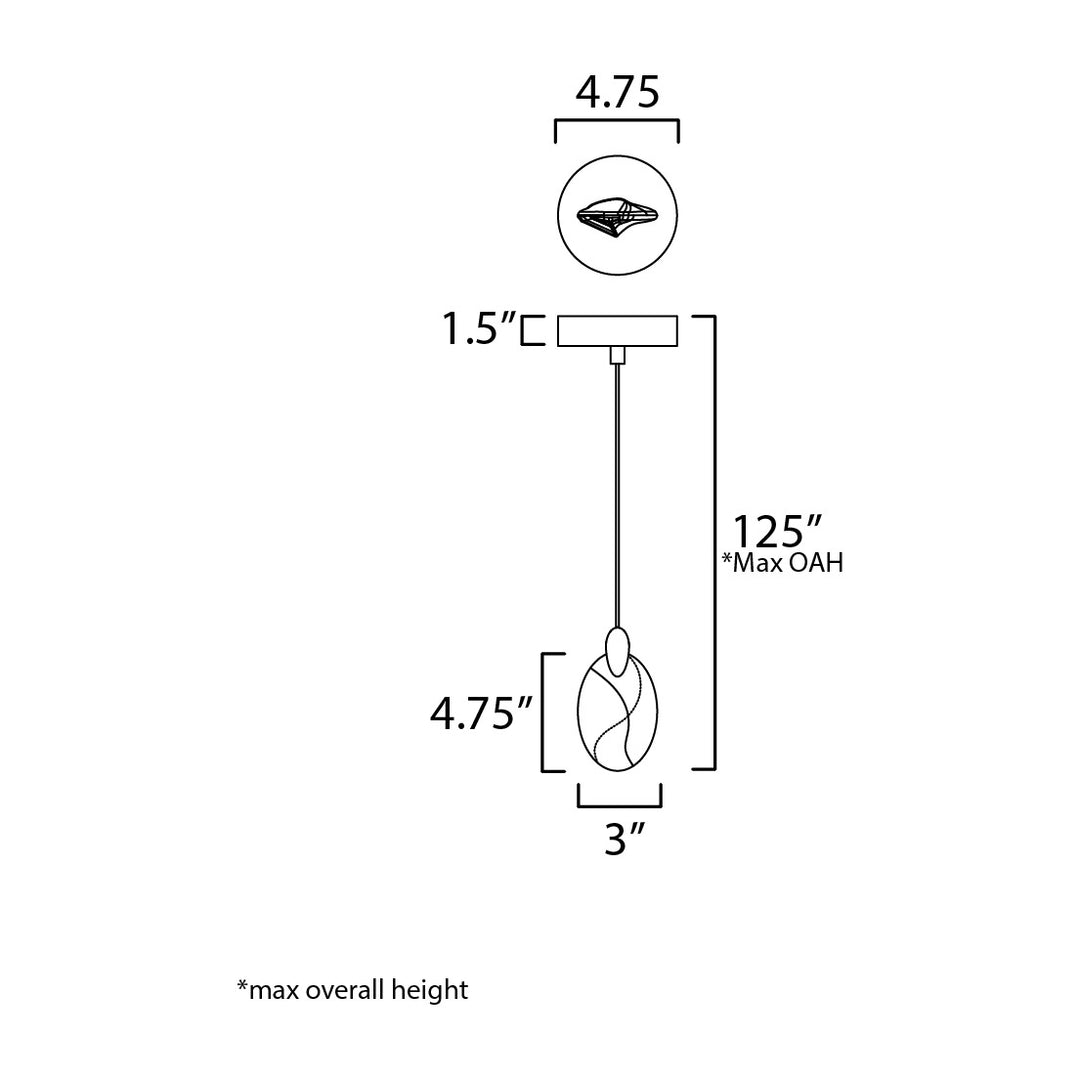 Pebble 1-Light LED Pendant by Studio M Lighting – line drawing