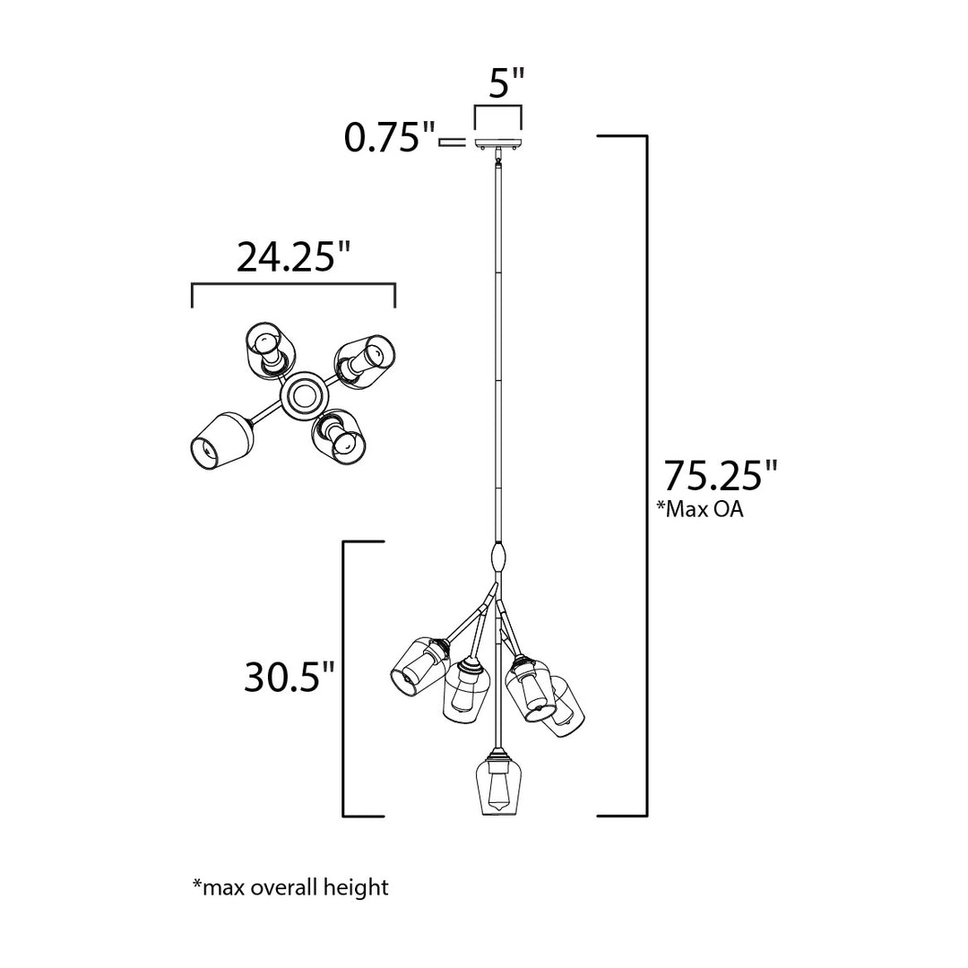 Savvy 5-Light Pendant by Studio M Lighting – line drawing