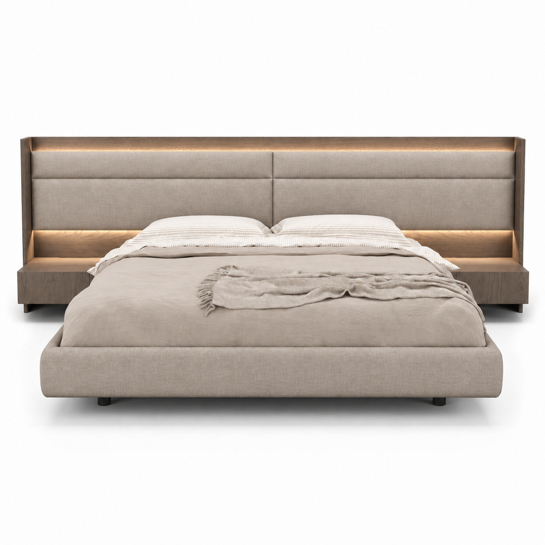 Roman Bed with Integrated Nightstands Huppe