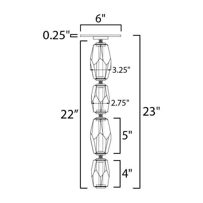 Dolce Vita 22" LED Pendant by Studio M Lighting – line drawing