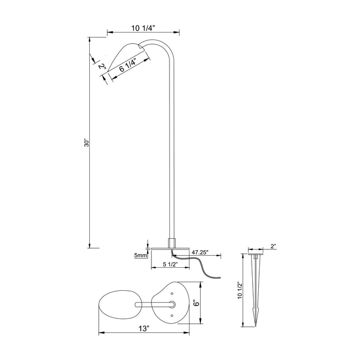 Marsh 12-24V LED Garden Light by Studio M Lighting – line drawing