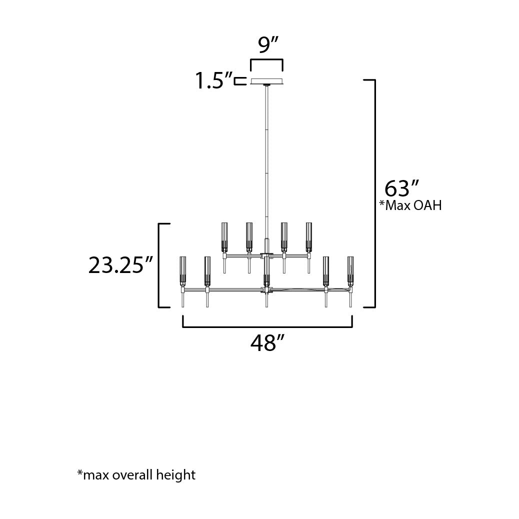 Flambeau 12-Light 2-Tier LED Chandelier by Studio M Lighting – line drawing