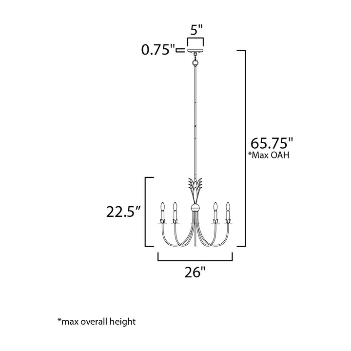 Paloma 5-Light Chandelier by Studio M Lighting – line drawing