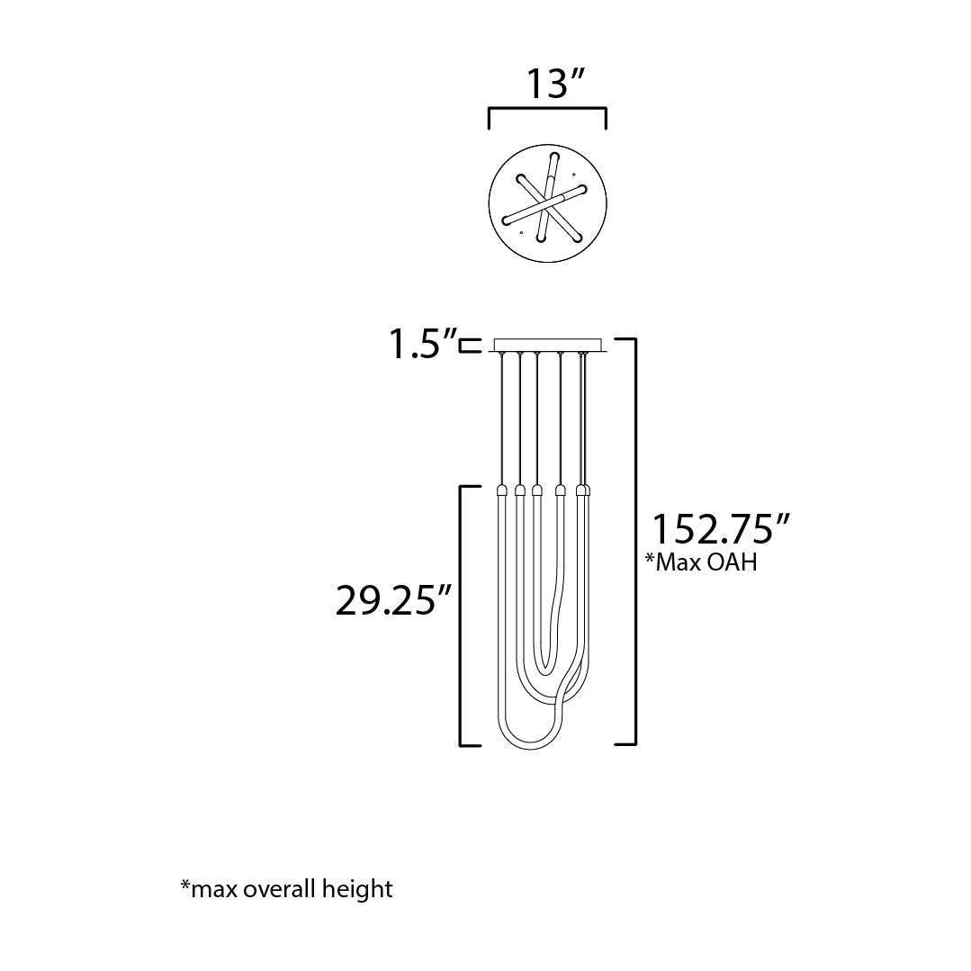 Soleil 3-Light LED Pendant by Studio M Lighting – line drawing