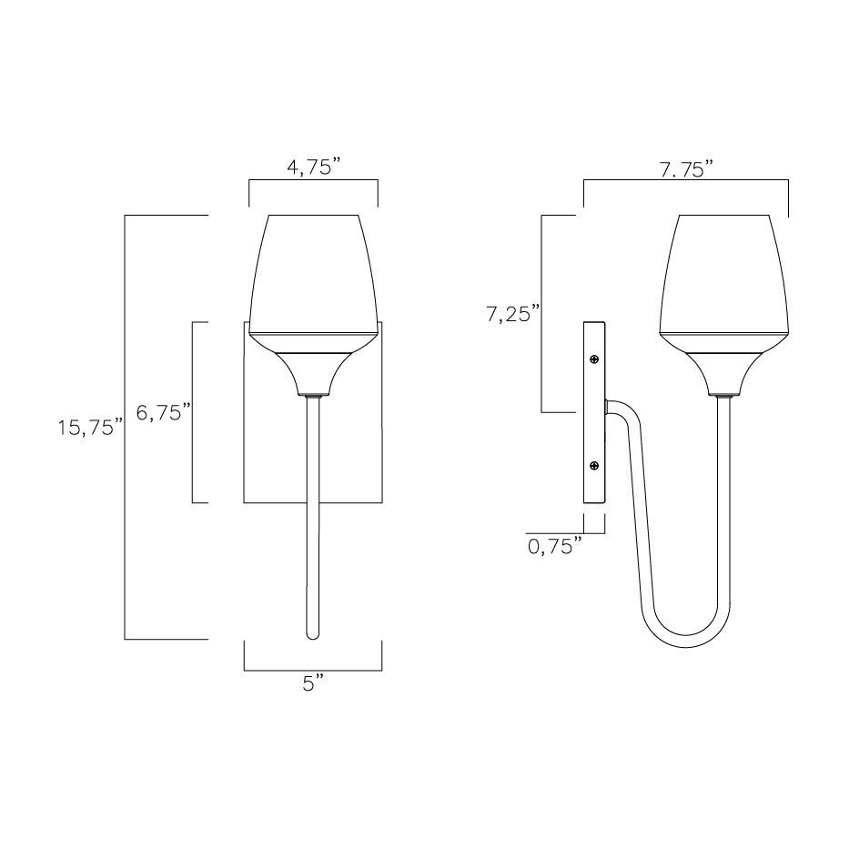 Goblet 1-Light Wall Sconce by Studio M Lighting – line drawing