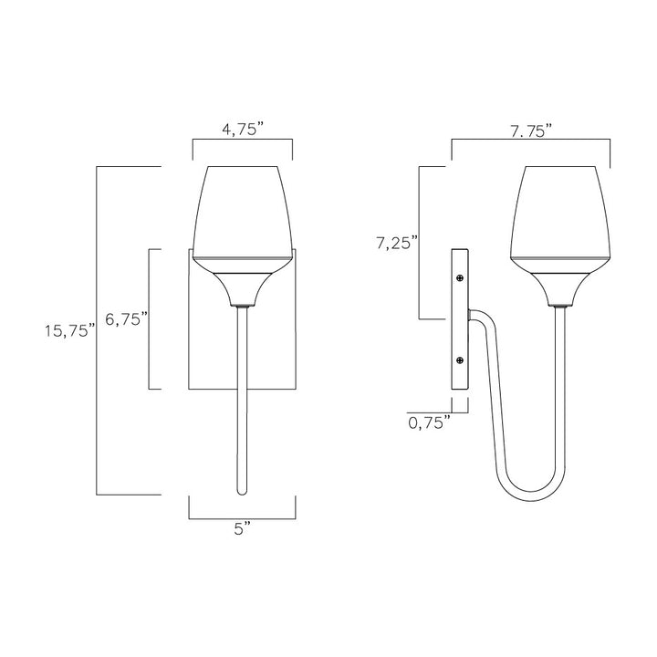 Goblet 1-Light Wall Sconce by Studio M Lighting – line drawing
