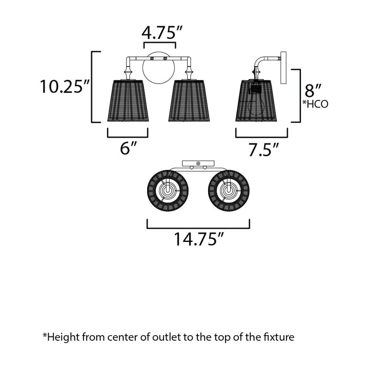 Baja 2-Light Sconce by Studio M Lighting – line drawing