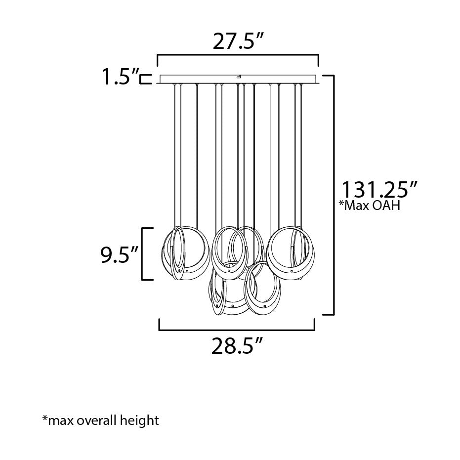 Lyra 9-Light LED Pendant by Studio M Lighting – line drawing