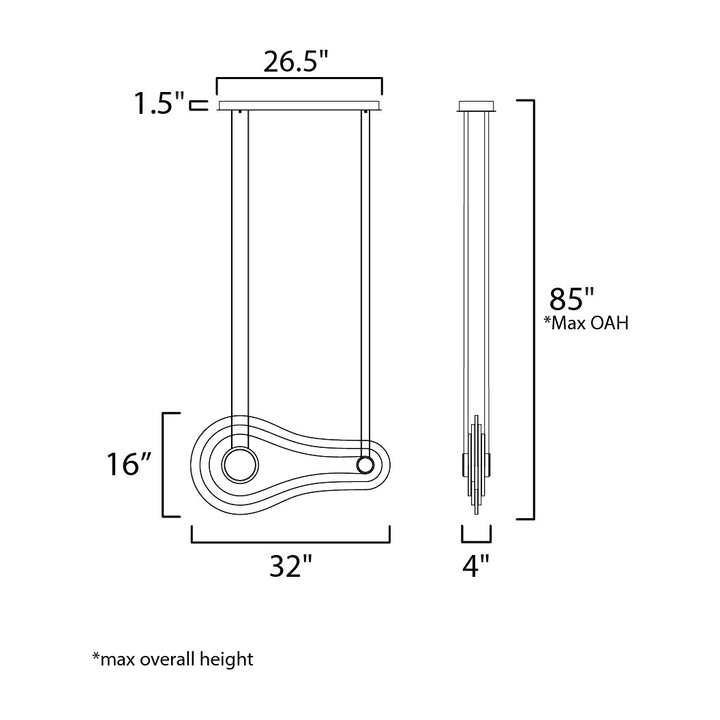 Stratum 2-Light LED Pendant by Studio M Lighting – line drawing