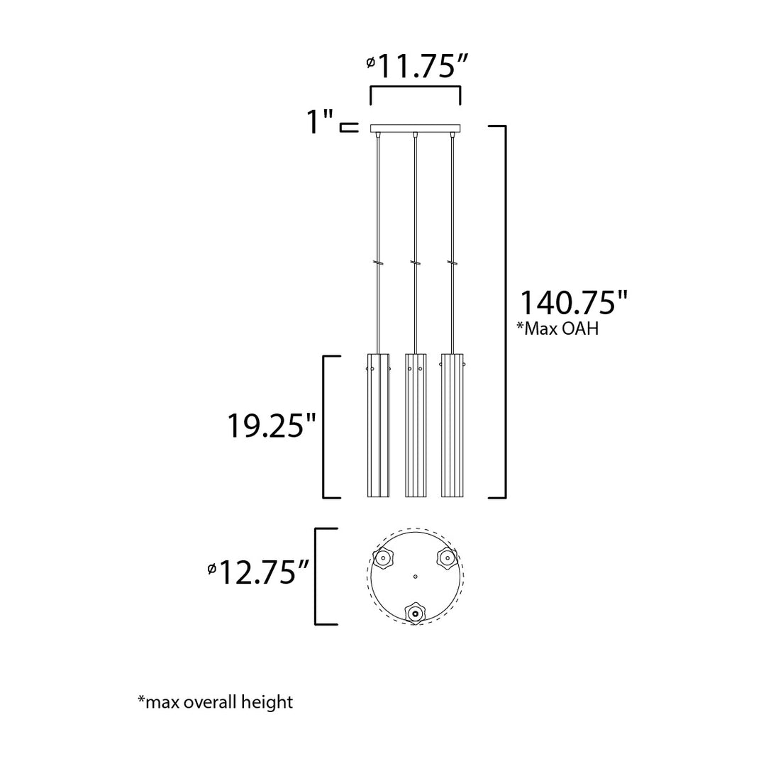 Flambeau 3-Light Chandelier 166123 by Studio M Lighting – line drawing
