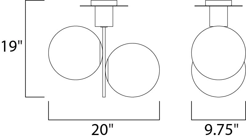 Vesper 2-Light Semi-Flush by Studio M Lighting – line drawing