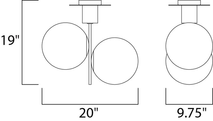 Vesper 2-Light Semi-Flush by Studio M Lighting – line drawing