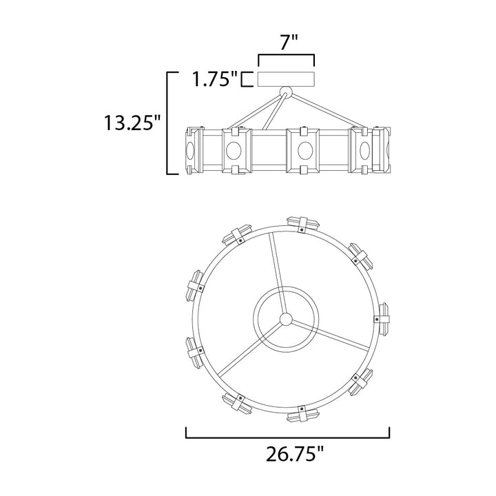 Radiant LED 9-Light Flush Mount by Studio M Lighting – line drawing