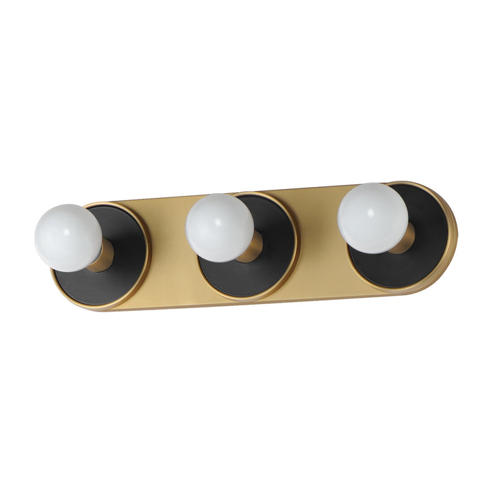 Hollywood 3-Light Sconce w/ LED Bulb by Studio M Lighting in Black / Natural Aged Brass