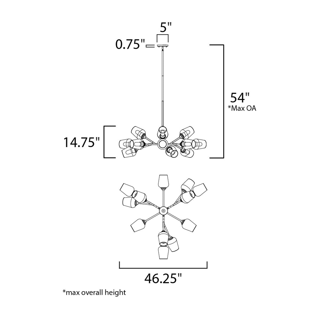Savvy 12-Light Chandelier by Studio M Lighting – line drawing