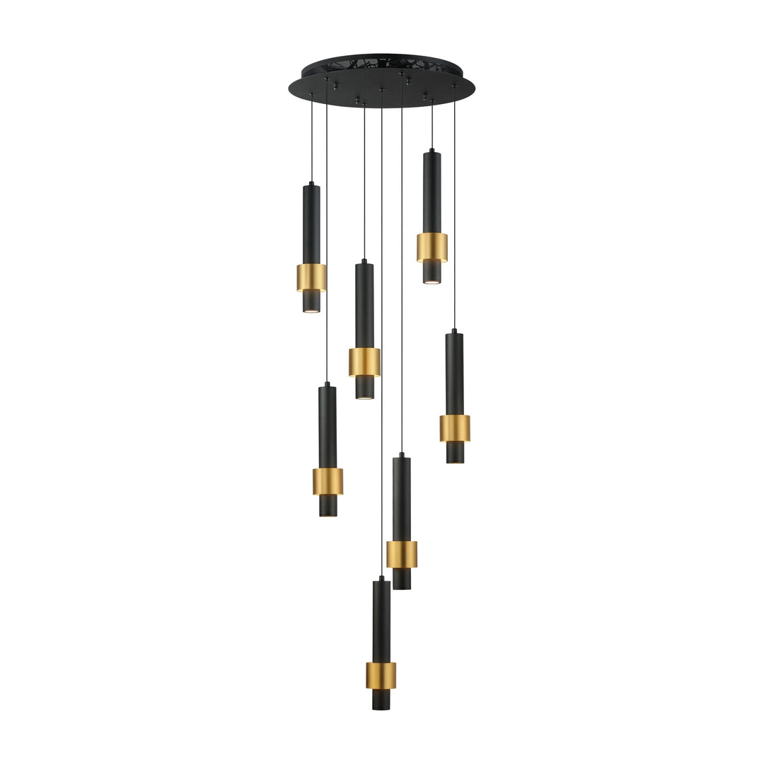 Reveal 7-Light LED Pendant by Studio M Lighting in Black / Gold
