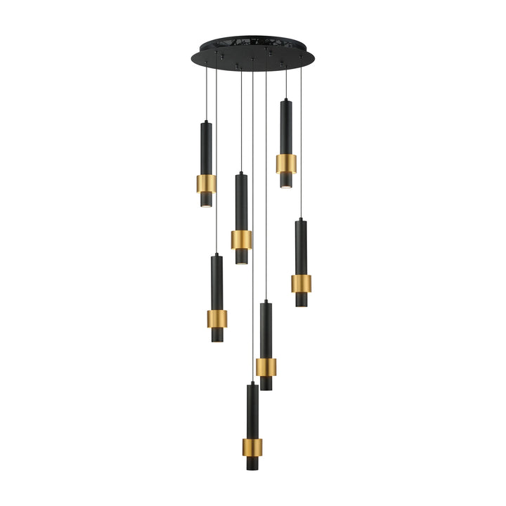 Reveal 7-Light LED Pendant by Studio M Lighting in Black / Gold