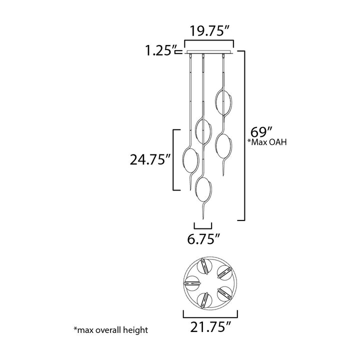 Locket 5-Light LED Pendant by Studio M Lighting – line drawing