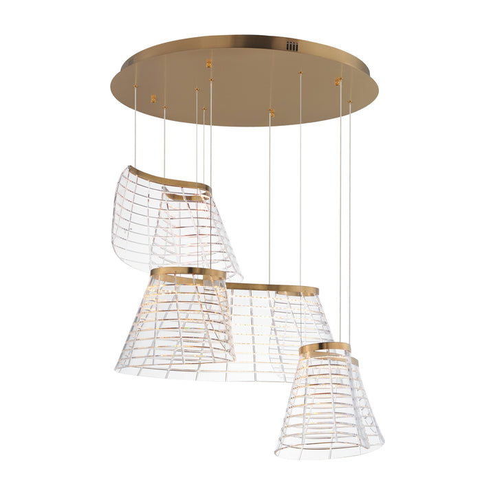 Tartan 3-Light LED Pendant by Studio M Lighting in Brushed Champagne