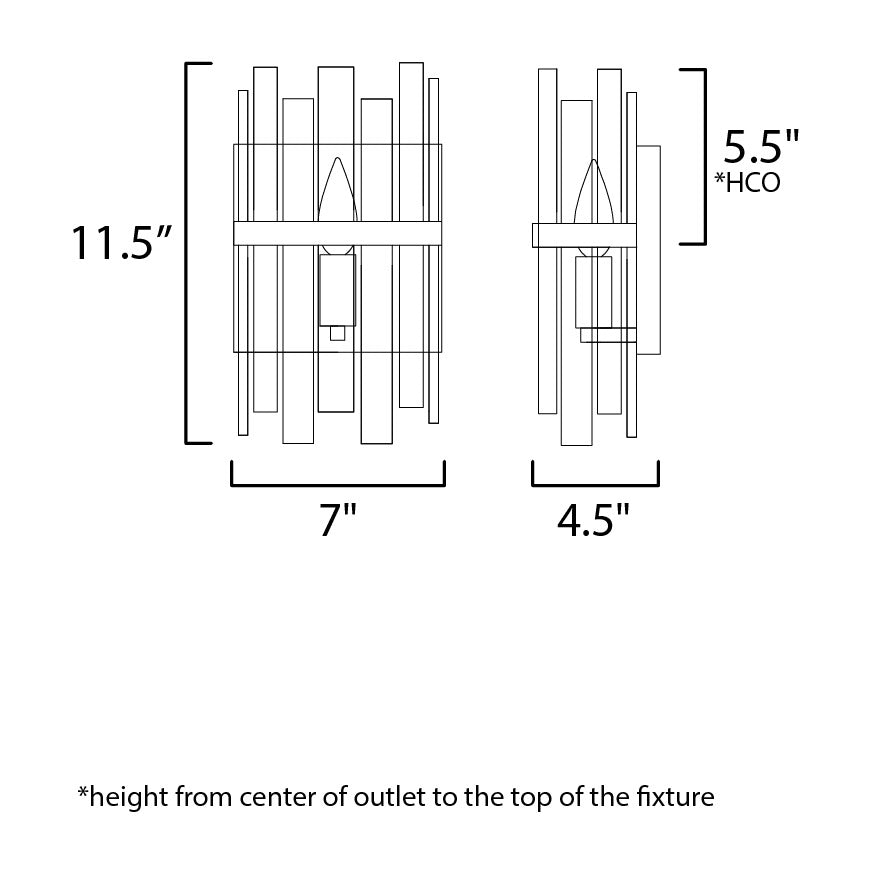 Warren 1-Light Wall Sconce by Studio M Lighting – line drawing