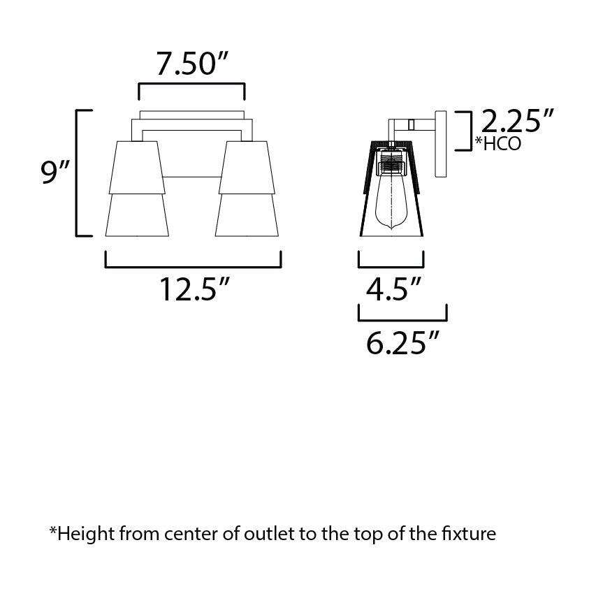 Carpenter 2-Light Bath Vanity by Studio M Lighting – line drawing