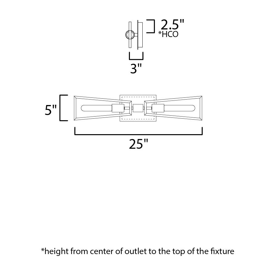 Wings 2-Light Wall Sconce by Studio M Lighting – line drawing