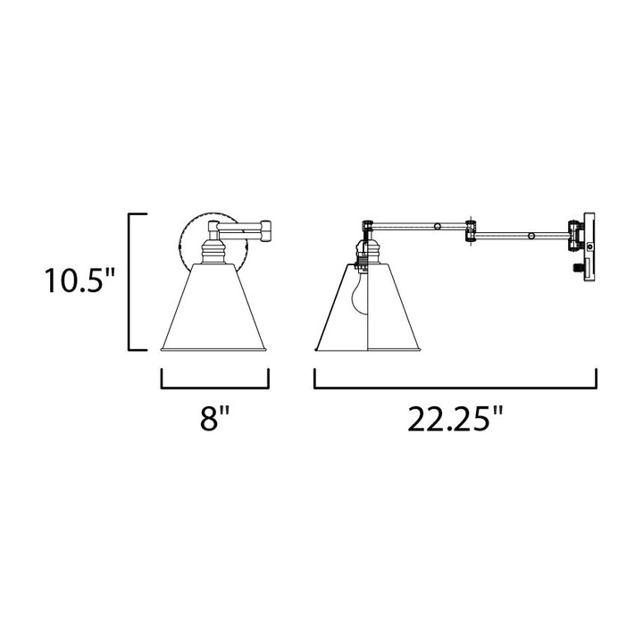Library Wall Sconce Horizontal Swing Arm by Studio M Lighting – line drawing