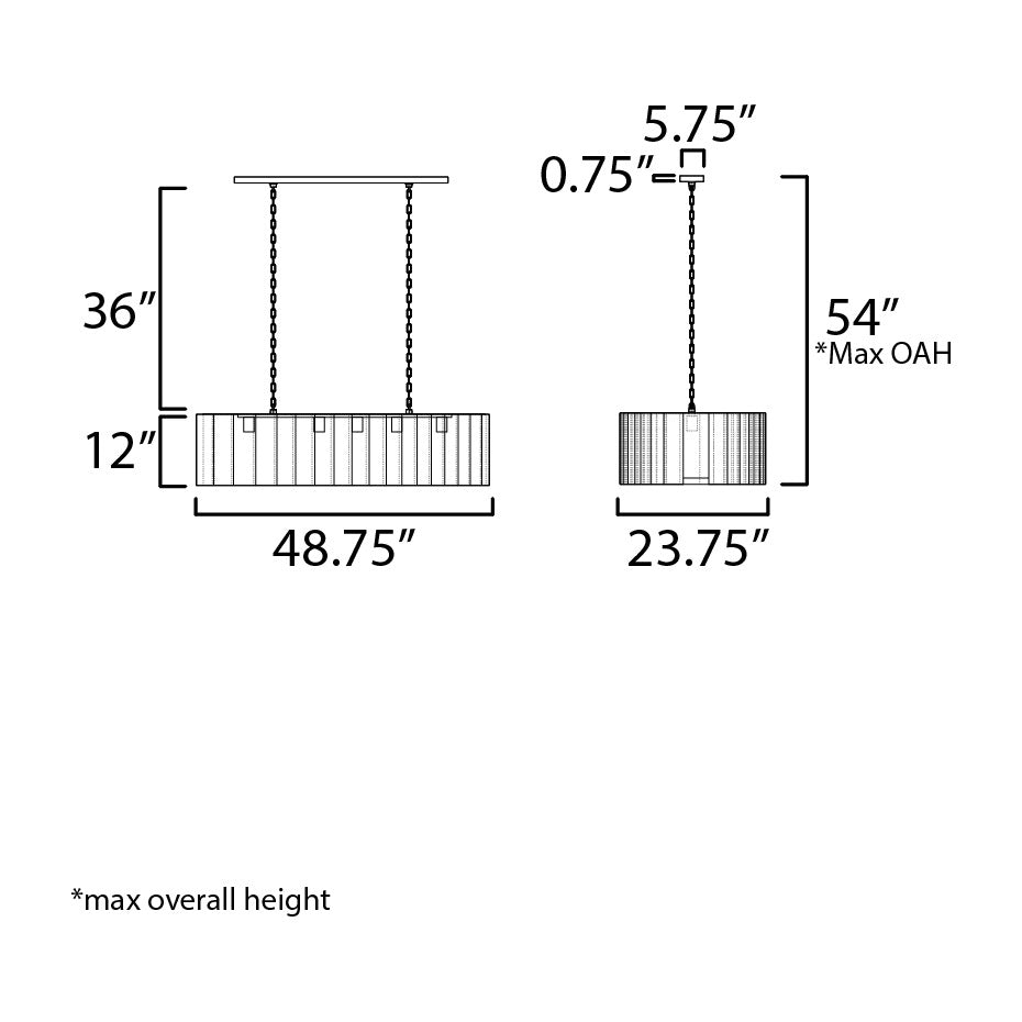 Allegra 5-Light Linear Pendant by Studio M Lighting – line drawing