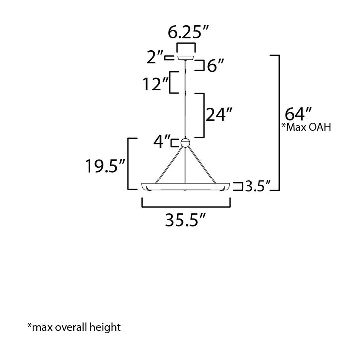 Geist 36 LED Pendant by Studio M Lighting – line drawing