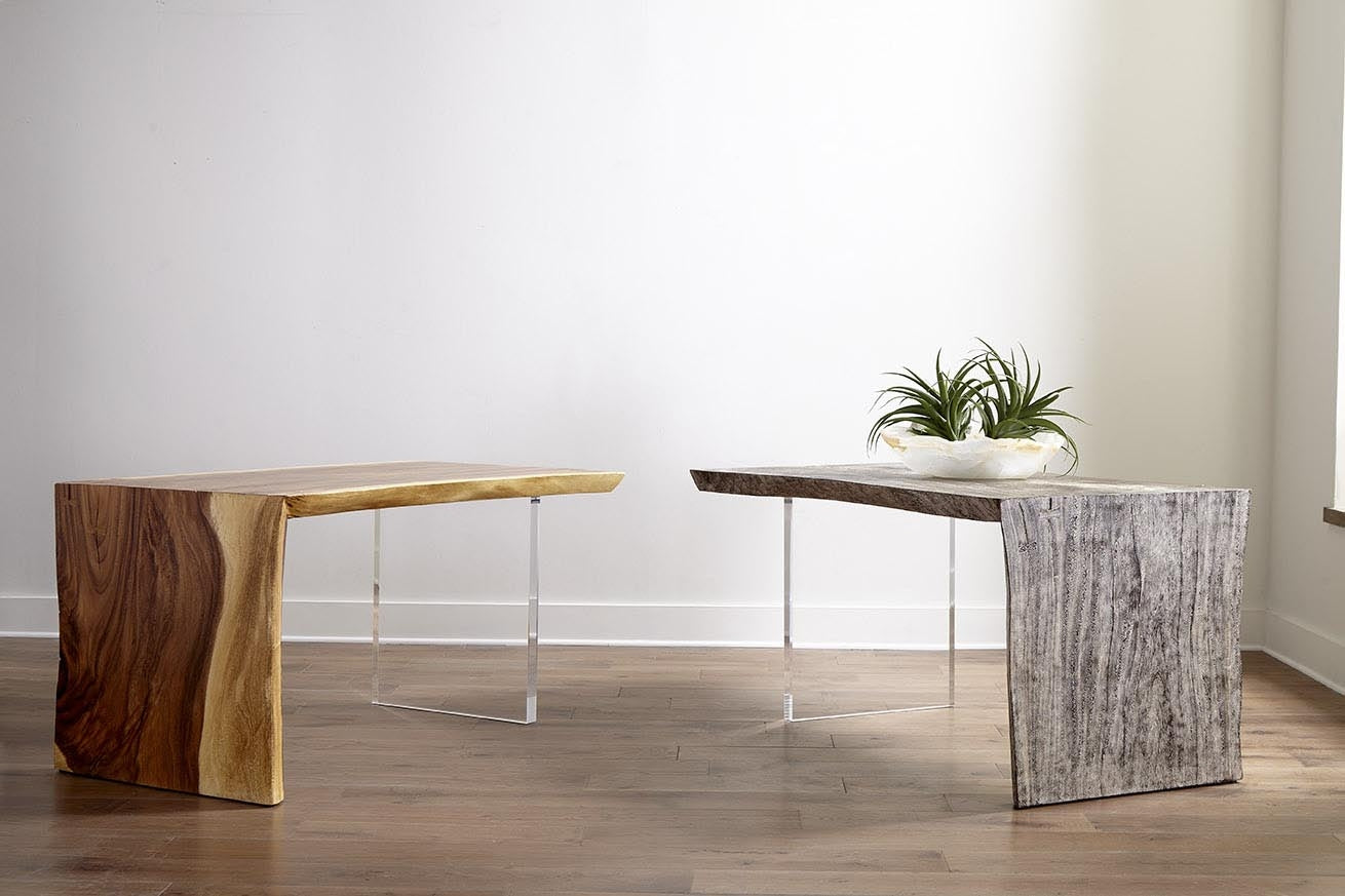 Waterfall Desk Natural, Acrylic Leg | Phillips Collection